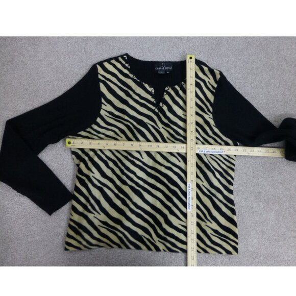 Carole Little Wool-Blend, Zebra Animal Print, Long Sleeve Top - Picture 8 of 11